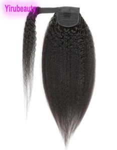 Brasileño peruano 100 cabello humano gancho bucle rizado recto 824 pulgadas colas de caballo cabello virgen rizado recto cola de caballo pelo Extensi8456222