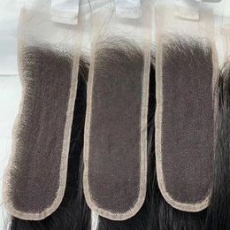 Cheveux humains brésiliens péruviens indiens vierges bruts HD 2X6 fermeture à lacets partie centrale couleur dentelle suisse 14-24 pouces droite