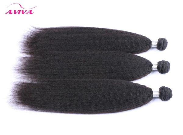 Brésilien Péruvien Indien Vierge Cheveux Crépus Droit 3Bundles 100 Extensions de Cheveux Humains Malaisie Mongol Cambodgien Yaki Straig8014155