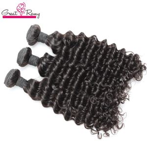 3 paquetes de tejido de trama de cabello de onda profunda 100% 8A Paquetes de cabello virgen sin procesar Oferta Extensiones indias malasias peruanas brasileñas Greatremy 8-34 pulgadas