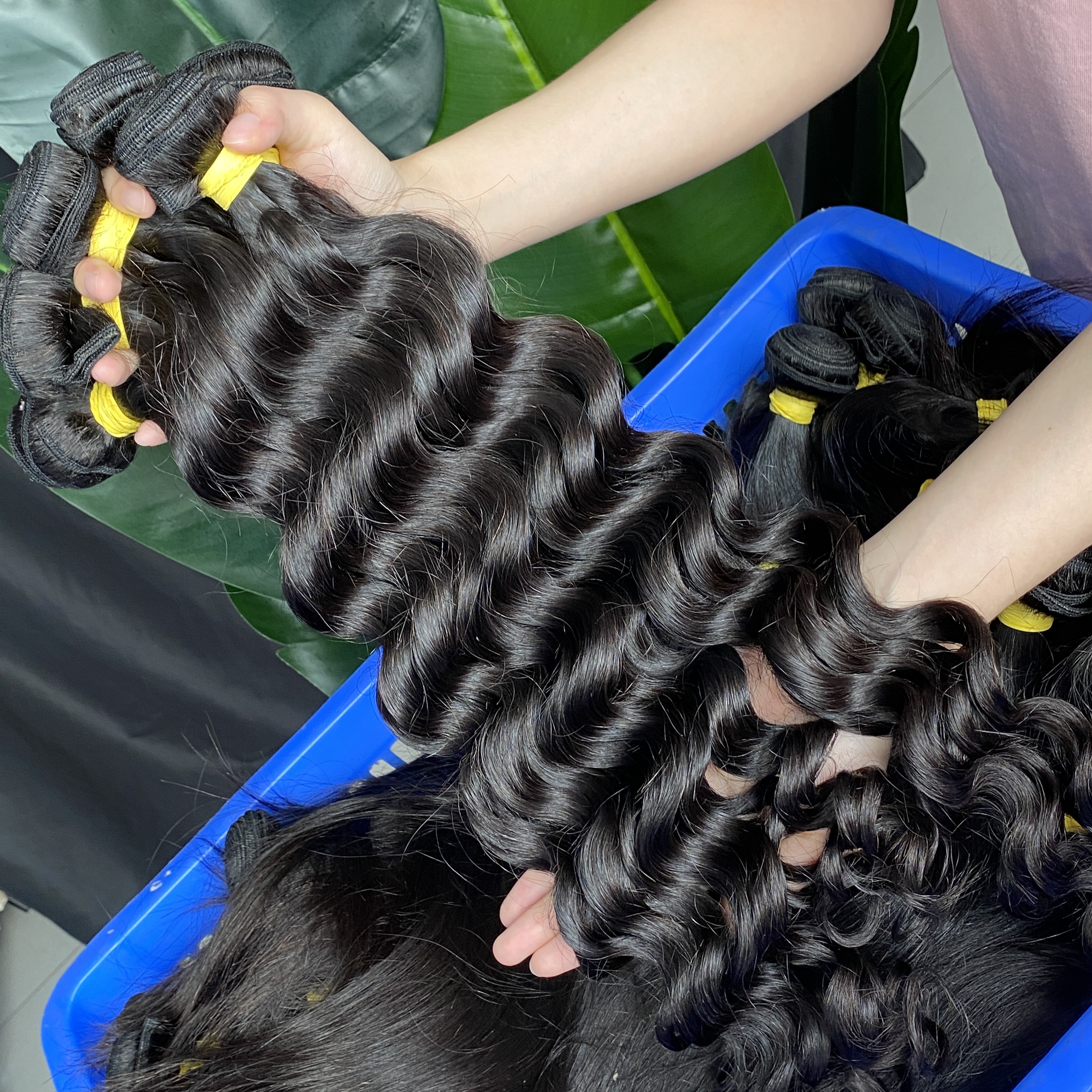 Extensões brasileiras de cabelo de onda de onda de onda natural da Malásia Indian Hair Wavy 3 Pacaco