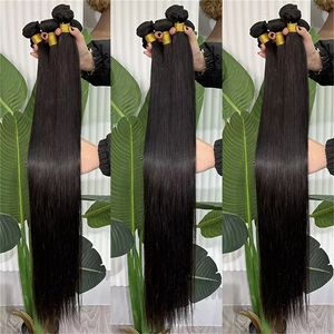 Bundles de tissage de cheveux humains vierges brésiliens bruts Extensions Trame 3 Bundles Long Bone Straight 40Inch