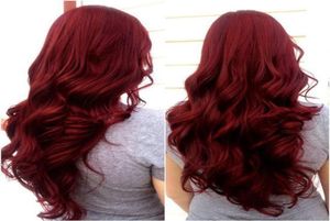 Braziliaanse Rode Body Wave Echt haar 3 bundels Bordeaux 99j Braziliaanse Maagdelijke Menselijk Haar Weave Tweekleurige Gekleurde Haar Inslagen Extensies5218390