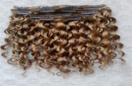 Brésilien Remy Curly Hair Waft Clip en extensions humaines Blonde foncée 270 # Couleur 9PCS / SET5401228