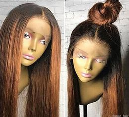 Brésilien Remy Hair 1B30 Ombre Couleur Full Lace Human Hair Wigs with Baby Hair Silky Lace Lace Front Perruques pour les femmes noires4727494