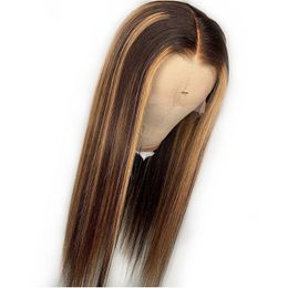 Cheveux brésiliens Remy noeuds blanchis 13x6 couleur perruques dentelle avant cheveux humains avec 8-28 pouces
