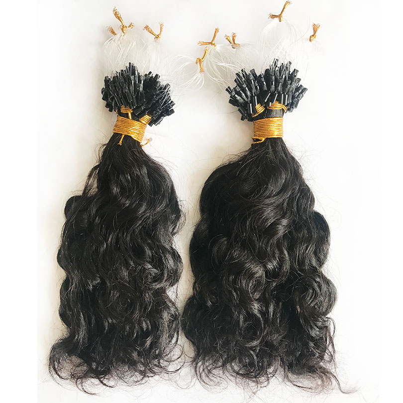 Brasilianische Remy-Haarschleifen-Mikroring-Haarverlängerungen, 100 Stränge, natürliche Farbverlängerungen für Frauen, 20,3–76,2 cm
