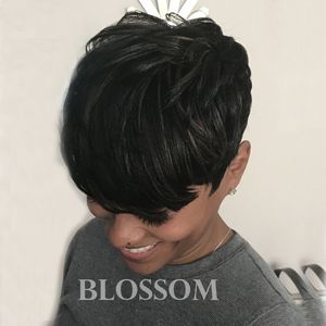 Brazilian Remy Hair Wig Pixie cut short human hair wigs for black women bob full lace front wigs with baby hair