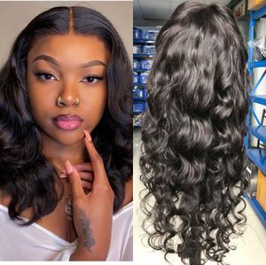 Braziliaanse Remy Menselijk Haar Kant Front Pruiken Pre Geplukt Natuurlijke Black Natural Wave Full Machine Made Lace Front Pruiken 150% Dichtheid