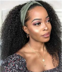 Braziliaanse Remy Kinky krullende natuurlijke haar hoofdband menselijk haarpruiken voor zwarte vrouwen goedkope gluueless slijtage en ga geen kanten pruik machine gemaakt het beste natuurlijk