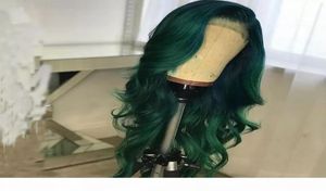 Braziliaanse Remy Pruik Met Babyhaar 13X6 Golf Groene Kleur Kant Voor Menselijk Haar Pruiken Pre Geplukt Haarlijn6582740