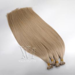 Braziliaanse stok I Tip Flat Tip Keratin 100G 1G Strand Pre Bonded Black Bruin Blonde Rechte Remy Onverwerkte Virgin Menselijk Hair Extensions