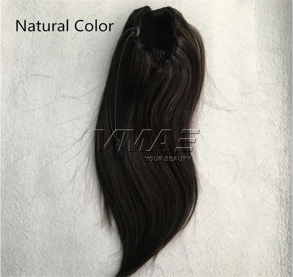 Recto brasileño 16 pulgadas 120 g Color natural # 6 # 12 # 613 Clip en colas de caballo con cordón Extensiones de cabello humano virgen