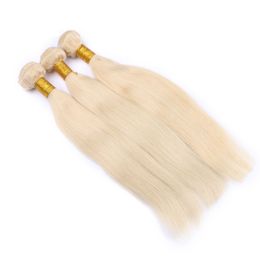 Braziliaanse rechte haarbundels weefsel 1pc blonde volledige 613 kleur 100 hair extensions voor 8-34inch