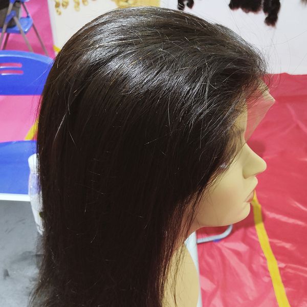 Perruque de dentelle frontale de cheveux raides brésiliens cheveux vierges 150 180 densité pour les femmes noires perruques de dentelle de cheveux humains