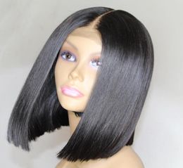Brésilien Hair raide Bob Bob Cut Wigs Ajustement Pré-cueillet 4x4 Top Lace Fermeure Bob Coup Humanhair Wigs for Black Women Whol7809998