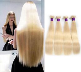 El cabello liso brasileño teje tramas dobles 100gpc 613 Color rubio ruso 100 extensiones de cabello humano Remy 8911335