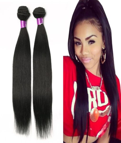 Extensions brésiliennes de cheveux humains raides Vierge brésiliens Bundles noirs noirs brésiliens vierges coiffures droites listes 768607