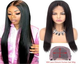 Perruques brésiliennes droites de cheveux humains avec des cheveux de bébé 44 perruques avant de dentelle de partie centrale pour les femmes noires 18 pouces Beau diva Hair Wigs3724242