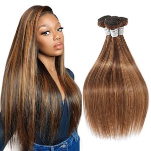 Braziliaanse Straight Menselijk Remy Virgin Haar Weeft P4/27 Hoogtepunt Kleur 100g/bundel Dubbele Inslag 3 Bundels/lot volledige en zacht