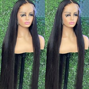 Braziliaanse rechte kanten voorpruik 220%dichtheid Human Hair 360 HD Lace frontale pruiken 13x4 Lace Front Haren Haarpruik vooraf geplukte pruiken voor vrouwen