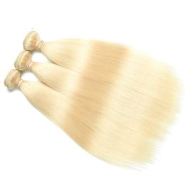 613# Color rubio, tejido/paquete 100 % cabello humano, recto sedoso, 10"-26" de largo