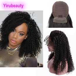 Braziliaans onbewerkte menselijk haar remy 13x4 kanten voorpruiken 10-30 inch kinky krullende natuurlijke kleurpruiken vooraf geplukte verstelbare band