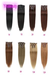 Braziliaanse Maagd 100 Menselijk Haar Clip In Hair Extensions 1 1B 2 4 6 8 10 12 Kleur Recht 1424 inch Remy Hair6295666