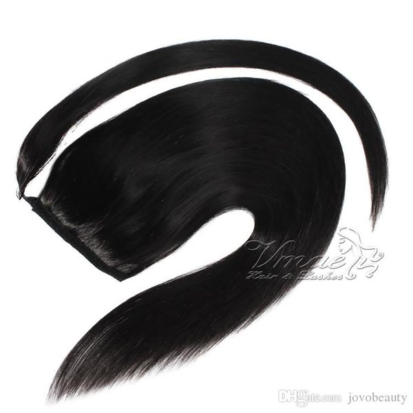 Brésilien Vierge Cuticule Cheveux Alignés Ponytail Wrap 120g Naturel Noir Afro Crépus Bouclés Staight Corps Vague Yaki Extensions de Cheveux Humains
