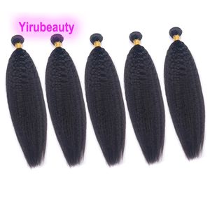 Braziliaanse maagdelijke dubbele inslag 5 bundels kinky rechte yaki 10-30 inch natuurlijke kleur Indian 100% menselijk haar