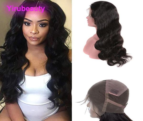 Cheveux vierges brésiliens 1230 pouces pleine perruque de dentelle naturel noir cheveux humains vague de corps pré plumé Wigs40998129684746