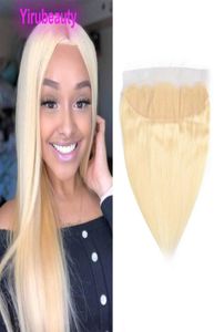 Braziliaans maagdelijk haar 13x4 kanten frontale blonde kleur 613 zijdeachtige rechte 13 bij 4 frontals met babyhaar pre -geplukt7111314