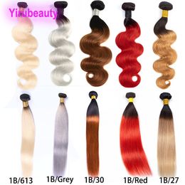 Cheveux vierges brésiliens 1b 30 1b 27 1b 613 Extensions de cheveux humains un paquet Indian péruvien 1b rouge 1b gris deux tons ombre couleur hai243p