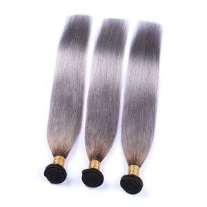 Hair vierge brésilien 1b Gris 3 Packles ombre Human Hair 1B / Grey Hair Products 10-28 pouces Double Tofts 3 pièces / lot