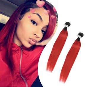 Cheveux vierges brésiliens 1B rouge Ombre Extensions de cheveux humains 1028 pouces 1Bred droit 2 paquets Whole7632519