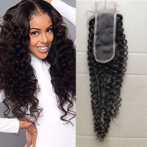 Cheveux vierges brésiliens crépus bouclés 2X6 fermeture de dentelle avec des cheveux de bébé 2*6 fermeture partie centrale brésilienne cheveux humains fermetures supérieures