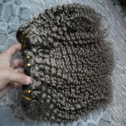 braziliaanse maagdelijk haar 3 bundels kinky krullend grijs haar extensions 300g 3pcs braziliaanse haarweefselbundels dubbele inslag