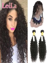 Brésilien Virgin Hair 360 Lace Frontal with Bundles Natural Hirline Deep Wave Curly Heum Cair Wafts with Close 3 PIODSLOT5844717