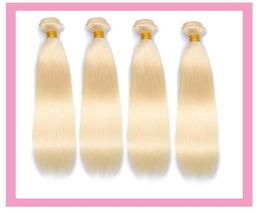 Brésilien Virgin Hair 4 Bundles 613 Blonde Silky Straight Four Bundle 100 Extensions de cheveux humains Double Wafts4278981