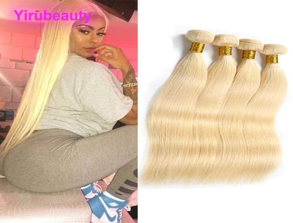 Brésilien Vierge Hair 4 Bundles Extensions de cheveux humains non traités 1030 pouces Blonde 613 Couleur Corps Droite Coiffes Toies 6133610506