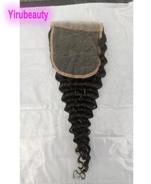 Cheveux vierges brésiliens 5X5 fermeture de dentelle bouclés profonds crépus bouclés eau fermetures de vague lâche 100 cheveux humains 2056472