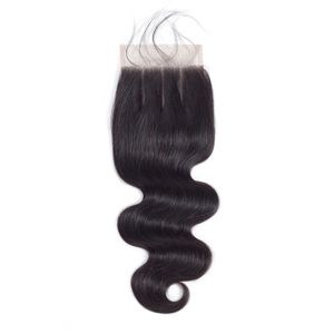 Cheveux vierges brésiliens 5X5 fermeture à lacets avec cheveux de bébé couleur naturelle vague de corps cinq par cinq couleur naturelle 8-26 pouces