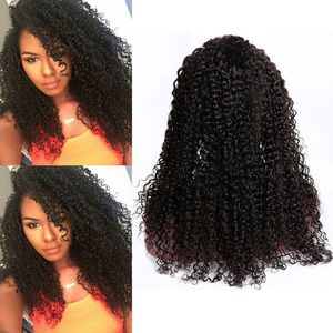 Cheveux vierges brésiliens 8-30 pouces crépus bouclés avant de lacet perruques couleur naturelle Afro crépus bouclés perruque de cheveux humains avec des cheveux de bébé