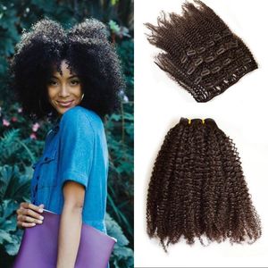 4a 4b Clip brésilien Afro crépus bouclés dans les Extensions de cheveux 7 pièces/ensemble pince à cheveux humains ins FDshine