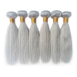 Braziliaanse Maagd Haarbundels Remy Menselijk Haar Inslagen Weefsel Grijs Zilver Kleur Blond Bruin Natuurlijk Zwart 14-26" 3 stuks