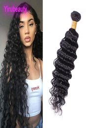 Brésilien Virgin Hair Wave Deep One Bundle Extensions de cheveux humains 1030 pouces Curly Bundles Natural Noir Brésilien Cambodge Hairs5467394