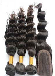 Brésilien Virgin Hair Deep Wave Style 3bundles avec 44 Fermeture en dentelle Grade 6A9358139
