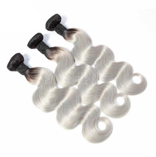 Extensions de cheveux brésiliens vierges 1B gris 3 paquets de cheveux humains ondulés 3 pièces un ensemble 1BGrey Ombre produits capillaires 1224 pouces4727062