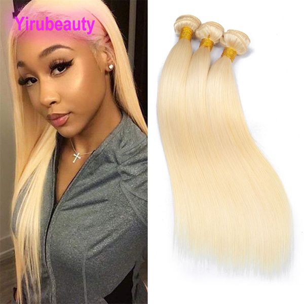 Extensions de cheveux vierges brésiliens 3 Bundles 613 # Cheveux humains blonds Silky Straight 613 # Straight Double Trames Remy Hair Products 8-30 pouces