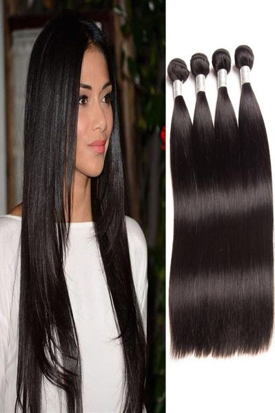 Extensiones de cabello virgen brasileño 4 paquetes Productos de cabello humano recto Color natural Tramas dobles rectas sedosas 830 pulgadas 4602766